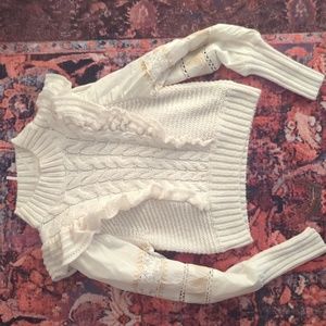 NWOT Anthropologie Ivory Cable Knit Sweater